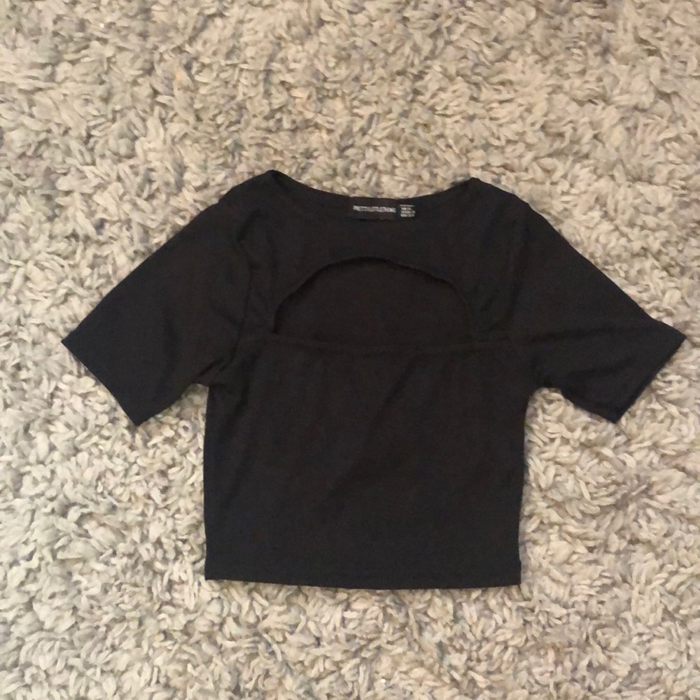 Black crop top with keyhole neckline